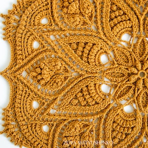 CALLA Digital pattern for crochet doily (Written instructions + chart + photo tutorial), English/Dutch/Russian