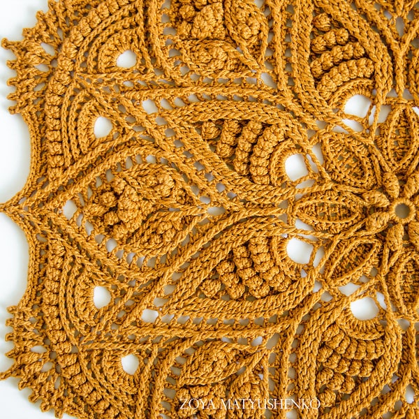 CALLA Patron numérique pour napperon au crochet (Instructions écrites + grille + tutoriel photo), Anglais/Néerlandais/Russe