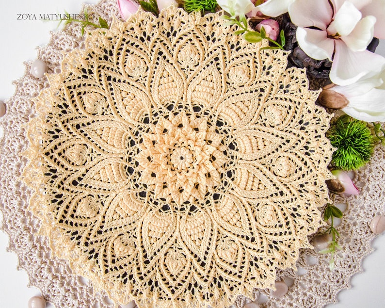 BIRGITTA Digital pattern for crochet doily Written instructions full chart, English/Russian/Dutch image 1