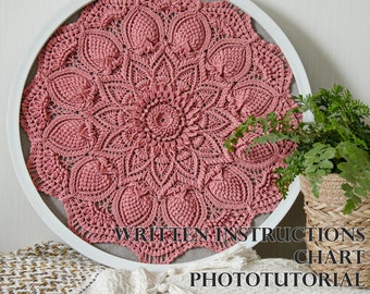 PRANGLI Digital pattern for crochet doily (Written instructions, chart, phototutorial), English/Russian