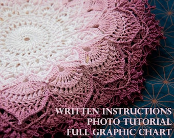 DEMETER Digital pattern for crochet doily (Written instructions, chart, phototutorial), English/Russian