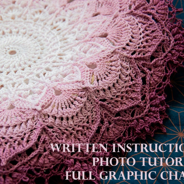 DEMETER Digital pattern for crochet doily (Written instructions, chart, phototutorial), English/Russian