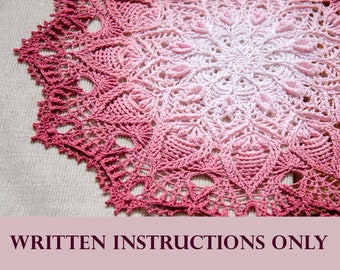 AURORA Digital pattern for crochet doily (Written instructions only), English/Russian