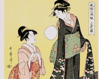 Japanese Ukiyo-e Woodblock print, Utamaro, "Picture of the Upper Class"