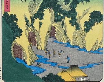 日本の浮世絵、木版画、広重「佐渡国：金山（佐渡、金山）」。 - Etsy 日本