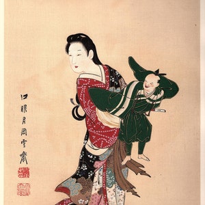 1906, Japanischer antiker Holzschnitt, Yukioka Sekkai, aus Ukiyoe-ha-gashu.