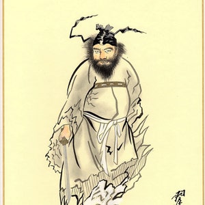 Japanese handwitten drawing, Minowa Suiko. &quot;Shoki（鍾馗）&quot;. 4