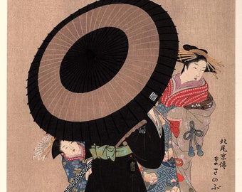 1906, Japanese antique woodblock print, Kitao Masanobu, from Ukiyoe-ha-gashu.