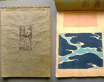1902, Japanese antique woodcut design book, Kamisaka Sekka, "Kairo (wave design)", original 1st edition.