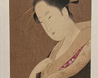日本のアンティーク浮世絵、木版画、1906年、日本のアンティーク木版画