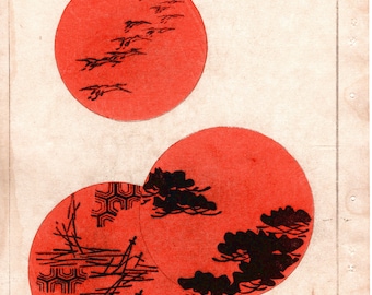 Rond 1900, Bijutsukai 2, Antieke Japanse prent, Kimono Design.