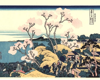 Japanese Ukiyo-e Woodblock print, Katsushika Hokusai, "Goten-yama-hill, Shinagawa on the Tōkaidō, Thirty-six Views of Mount Fuji"