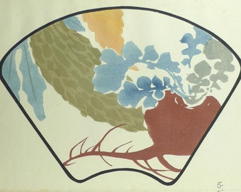 1910, Japanese antique woodblock print, Ogino Issui, "Zuan Hyakudai"