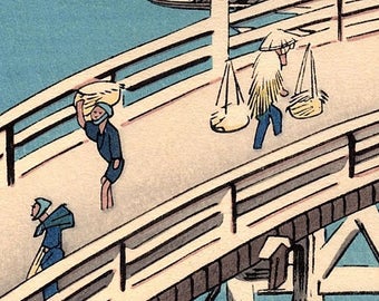 日本の浮世絵版画、安藤広重「日本橋雪景色」 - Etsy 日本