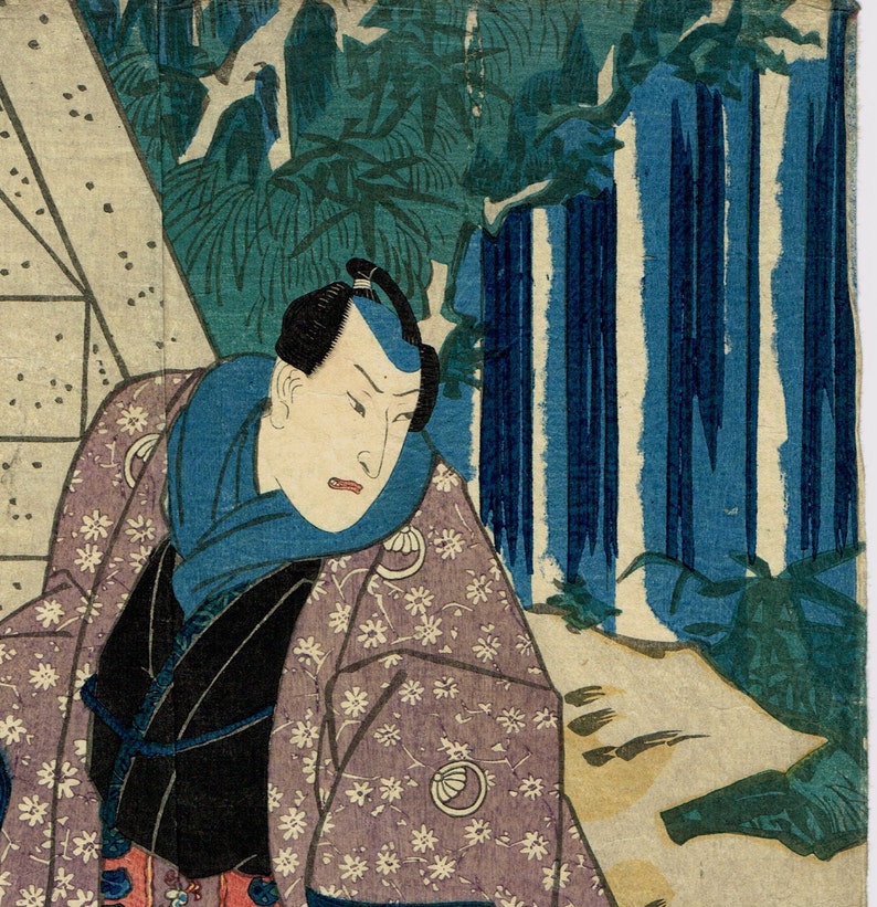 Original Ukiyo-e Woodblock print, original, Utagawa Kunisada, Kabuki actor, Edo-period image 3