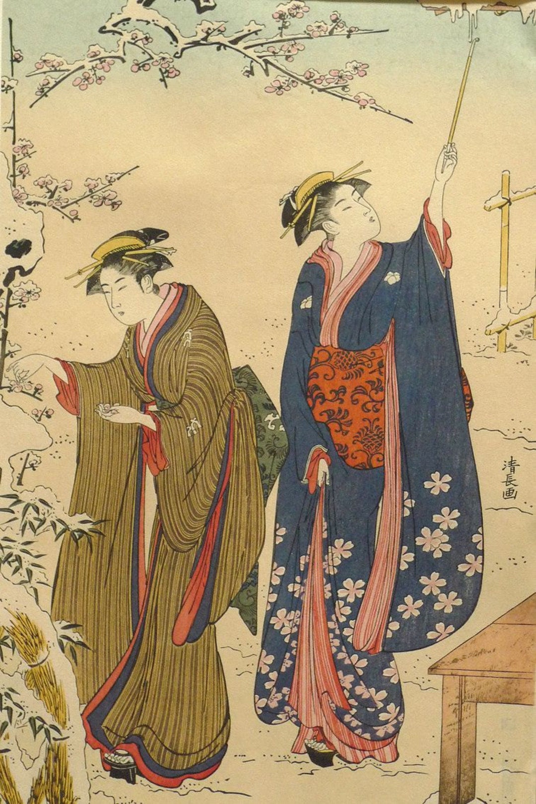 浮世絵版画 清永「雪庭の女たち（左）」 - Etsy 日本