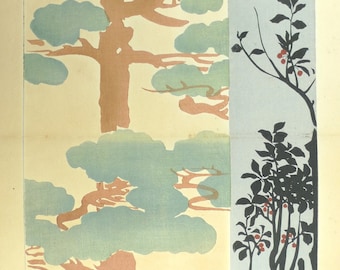1910, Japanese antique woodblock print, Ogino Issui, &quot;Zuan Hyakudai&quot;