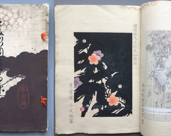 1902, Japanese antique woodcut design book, Ueno Seiko etc, "Bijutsu Zuan Gaho #1"