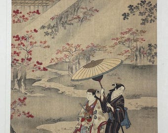1906, Japanse antieke houtsnede, Miyagawa Choshun, '風流美人画', uit Ukiyoe-ha-gashu.