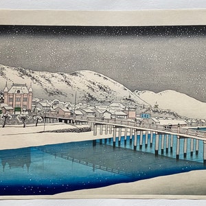 日本の浮世絵木版画、広重作、花鳥風月「燕と桃の花」 - Etsy 日本