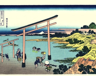 Japanese Ukiyo-e Woodblock print, Katsushika Hokusai, "Bay of Noboto, Thirty-six Views of Mount Fuji"