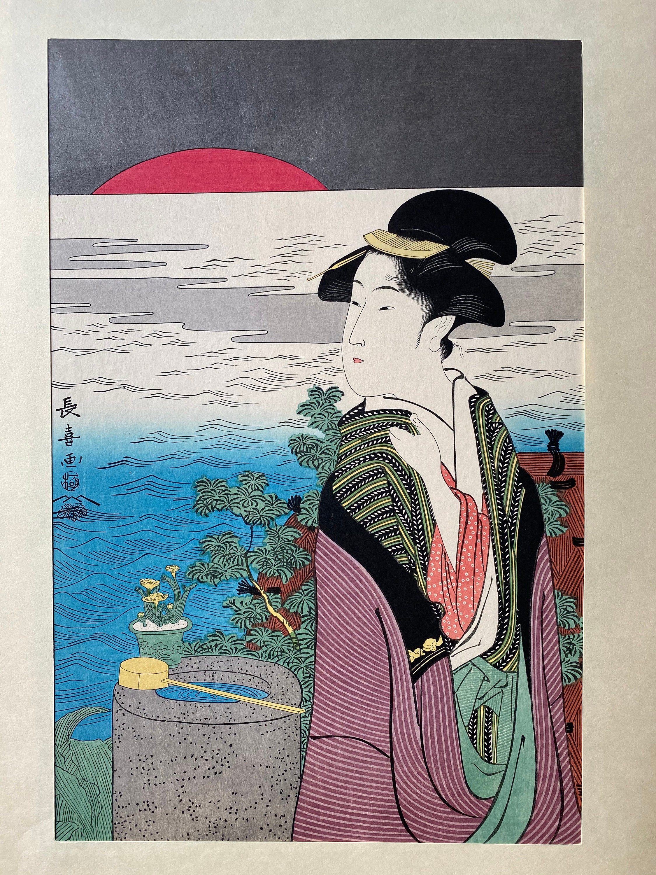 Japanese Ukiyo-e Woodblock Print, Eishōsai Chōki, 