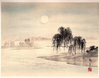 1906, Japanese antique woodblock print, Utagawa Hiroshige, from Ukiyoe-ha-gashu.