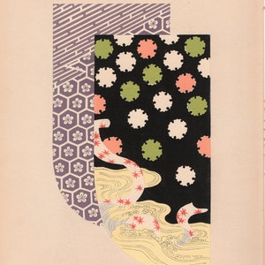 Japanese antique woodblock print, Design, 1936, Kano Shuho, Kimono Design.