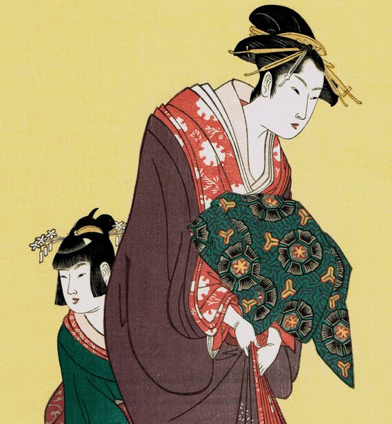 Japanese Ukiyo-e Woodblock Print, Utamaro, 