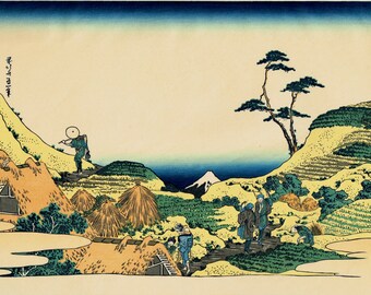 Japanese Ukiyo-e Woodblock print, Katsushika Hokusai, "Below Meguro, from the series Thirty-six Views of Mount Fuji"
