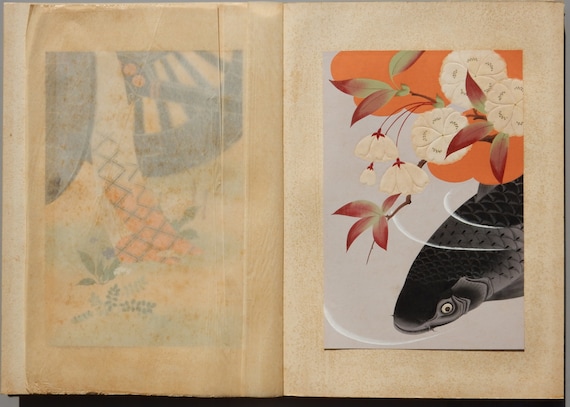 1933年、日本のヴィンテージオリジナル木版画本、服部虎蔵