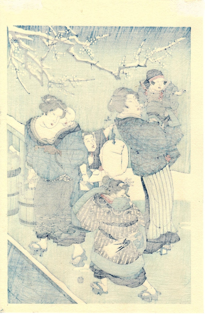 Japanese Ukiyoe, Woodblock print, Kunisada, Yuki no Ashita 2 image 2