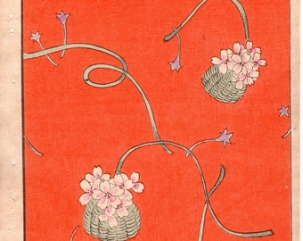 Rond 1900, Bijutsukai 3, Antieke Japanse prent, Kimono Design.