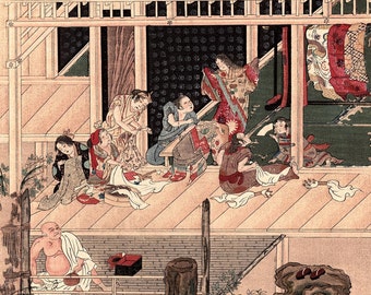 1923, Japanese vintage Woodblock print, Tosa Mitsuoki "A Dyer"
