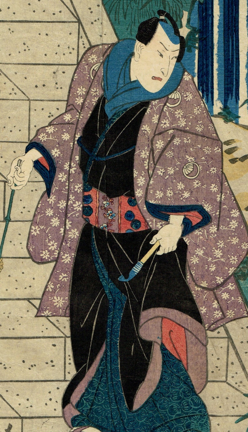 Original Ukiyo-e Woodblock print, original, Utagawa Kunisada, Kabuki actor, Edo-period image 2