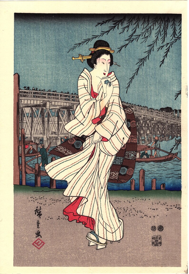 Japanische Ukiyoe Holzschnitt Hiroshige Ryogoku | Etsy
