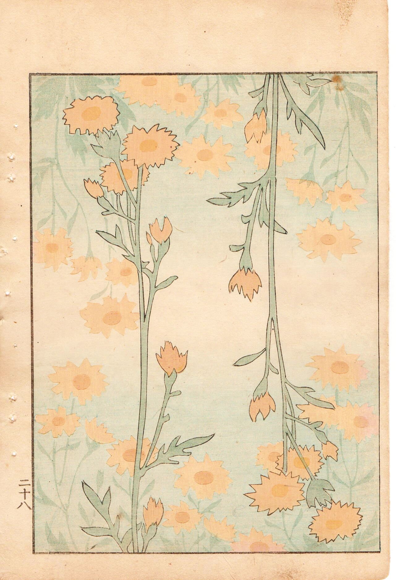 Rond 1900, Bijutsukai 1, Antieke Japanse prent, Kimono Design.