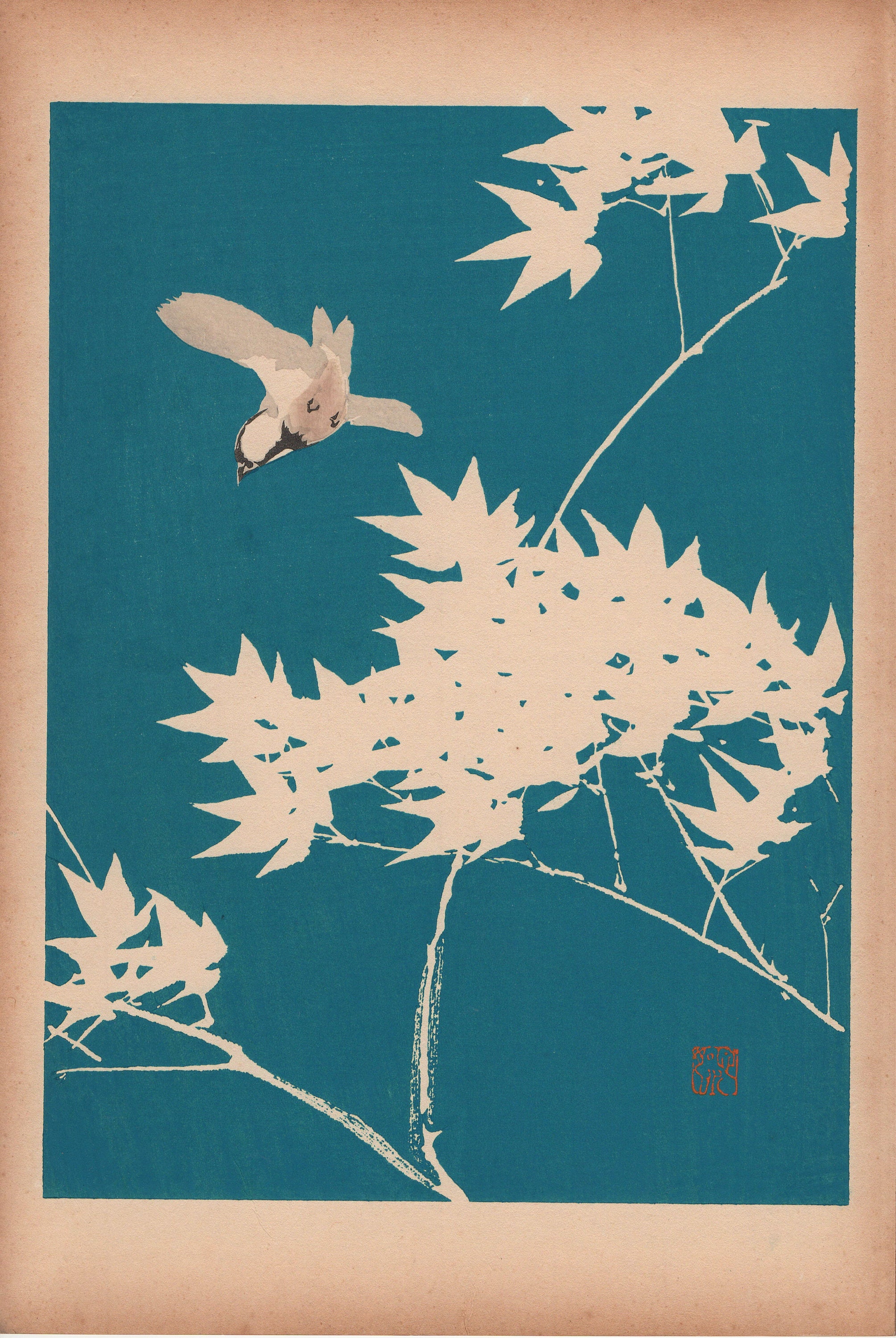 日本のデザイン、1934年、本多晩翠、「淡彩画風」、木版画。 - Etsy 日本