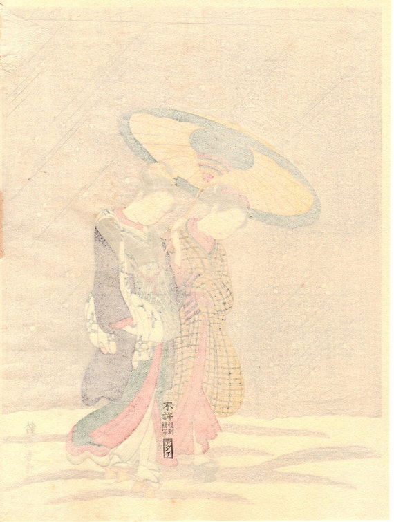 浮世絵版画 春信「湯帰り美人図」 - Etsy 日本