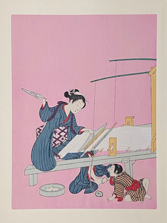 KIYOKIBA SHUNSUKE SUMMER'S SOUL エプロン Japanese Ukiyoe, Woodcut Print, Suzuki Harunobu, 