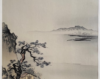 水墨画、木版画、大判、雪舟、四季山水図、 - Etsy 日本