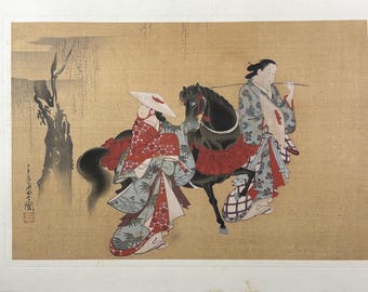 1906, Japanese antique woodblock print, Miyagawa Choshun, "今様東下図", from Ukiyoe-ha-gashu.