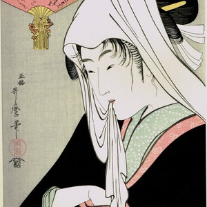 Japanese Ukiyoe, Woodblock print, antique, Utamaro, Love for a Street-walker image 1