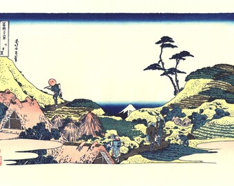 Japanese Ukiyo-e Woodblock print, Katsushika Hokusai, "Below Meguro, from the series Thirty-six Views of Mount Fuji"