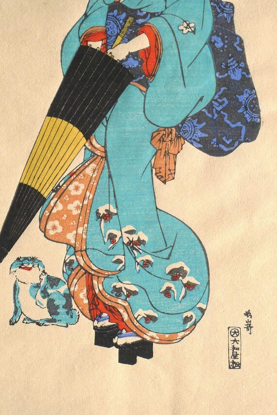 Japanese Ukiyo-e Woodblock Print, Nagasaki-e 6 - Etsy