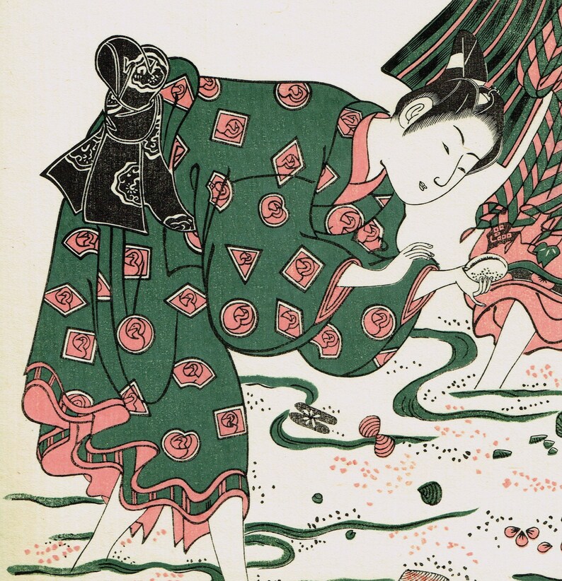 Japanese Ukiyo-e Woodblock print, Kiyohiro, Shellfih Gathering image 3