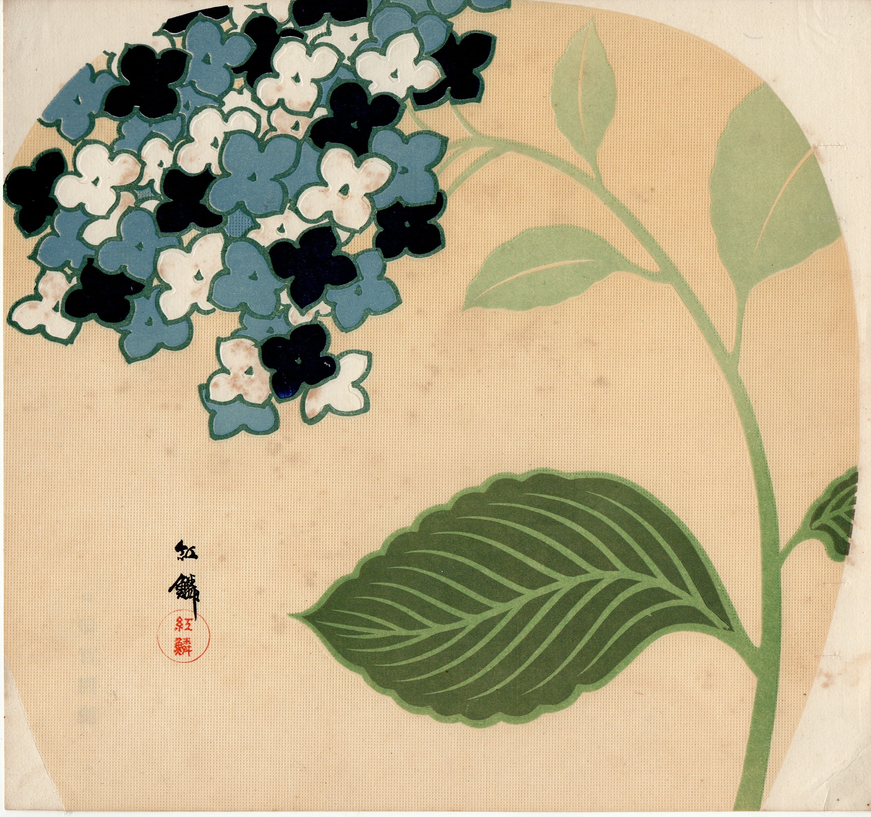 日本画 花と葉のデザイン 日本のデザイン、アンティーク、木版画、古谷光琳、紫陽花 - Etsy 日本