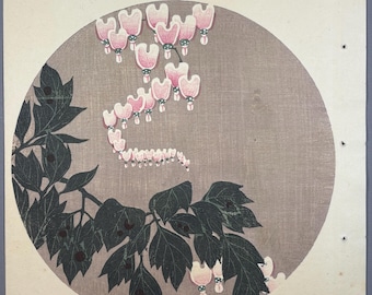 1908, grabado en madera antiguo japonés, Ito Jakuchu, "Corazón sangrante, de Jakuchu gafu"