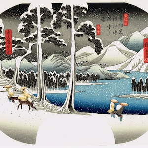 日本の浮世絵版画、安藤広重「日本橋雪景色」 - Etsy 日本