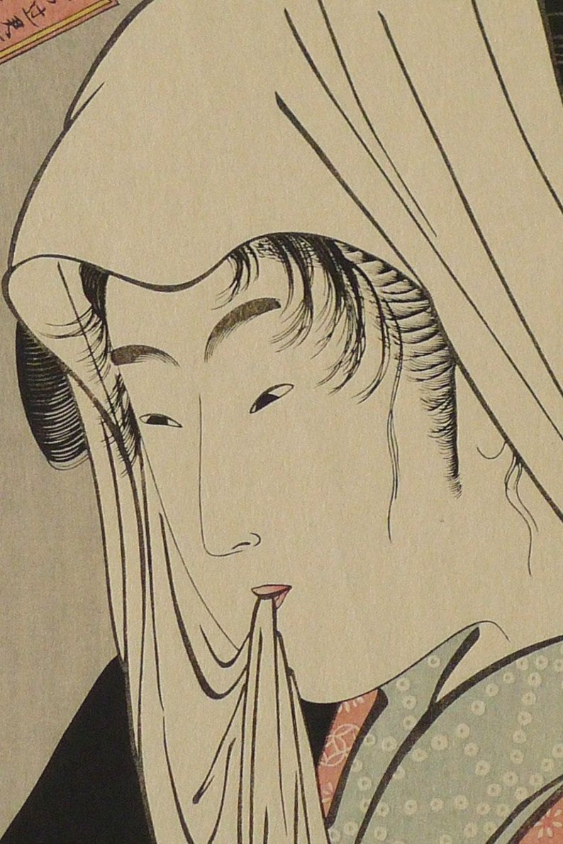 Japanese Ukiyoe, Woodblock print, antique, Utamaro, Love for a Street-walker image 2
